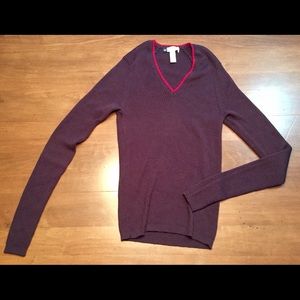 Fitted Purple Merino Wool Sweater